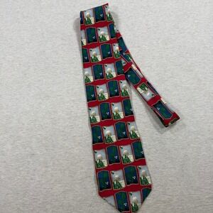 FN Christmas Necktie Mens OS Red Excellent US Capitol Christmas Tree Silk Blend